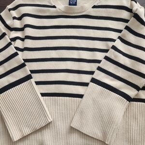 GAP Men's Striped Sweater - Black and Cream